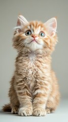 Cute Ginger Kitten Looking Up.