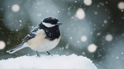 Obraz premium Birdy on white snow