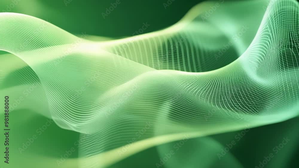 Aufkleber abstract green wave pattern flowing and glowing on a dark background, perfect for technology, scienc
