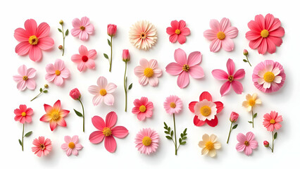Obraz premium Collection of illustrated detailed flowers on white