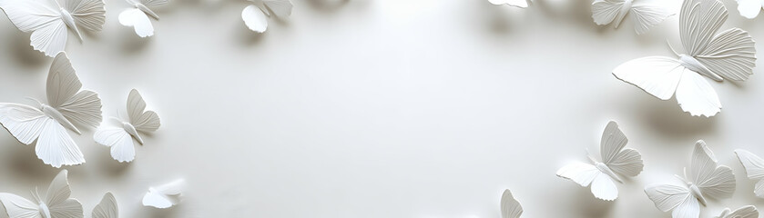 White Butterfly Outline Frame Concept: Medium Shot of Gentle Flight Symbolizing Transformation and Hope for Janeiro Branco - Isolated on White Background for Positive Change Messaging