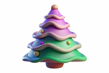 Stylish Flat Abstract Christmas Tree Illustration - Soft Vibrant Shapes Celebrating Festive Spirit with Unique Background and Copy Space for Text