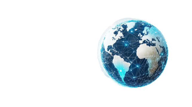 digital globe on white transparent background
