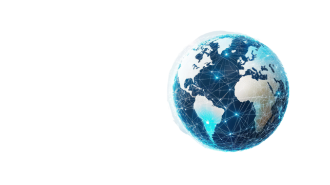 digital globe on white transparent background