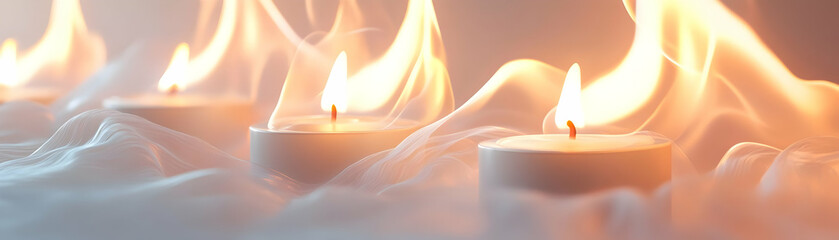 Seamless Pattern of White Candle Flame Outlines - Symbolizing Hope and Clarity for Janeiro Branco | Zooming In on Inner Light