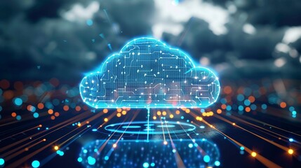 Cloud technology innovation background with cloud-based applications and virtual collaboration tools