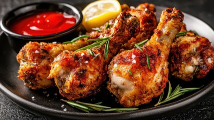 Crispy Fried Chicken Drumsticks with Rosemary and Lemon