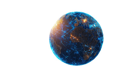 digital globe on white transparent background