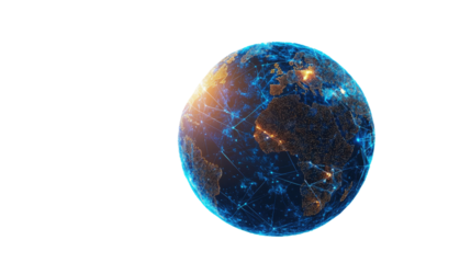 digital globe on white transparent background
