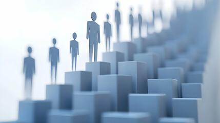 3D Ascending Voter Turnout Graph Concept - Close-Up of Rising Bar Graph Representing Increased Voter Participation - 3D Icon on White Background