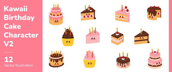 Kawaii Birthday Cake Character 2