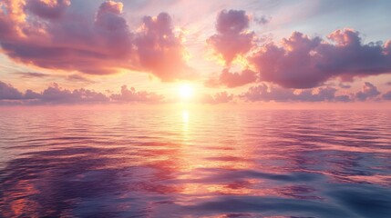 Fototapeta premium Pink Sunset Reflected on a Calm Ocean Surface