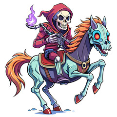 Fototapeta premium Cartoon Skeleton Holding Sword and Shield: Fun Skeleton Warrior Drawing