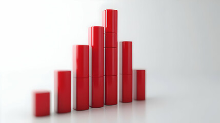 3D Vote Graph Concept on Minimalist White Background - Rising Vote Counts with Generous Copy Space for Voter Turnout Messaging