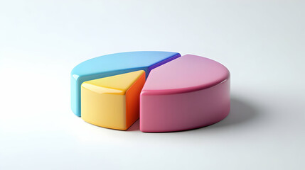 3D Floating Campaign Budget Pie Chart Concept - Holographic Visualization of Spending Allocation with Detailed Categories on White Background for Financial Transparency