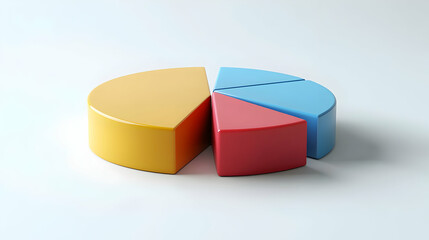 3D Plain Backdrop with Rotating Animated Pie Chart on Clean White Background - Voter Demographics Visualization for Diverse Participation