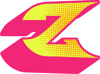 Futuristic Modern Y2K Letter Alphabet Vector Element Z