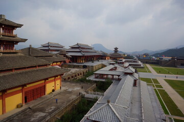 Ancient  Chinese palaces and castles. Wide view.