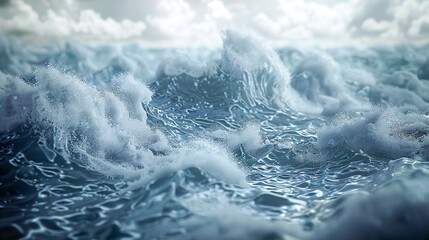 Dramatic Ocean Waves with White Foam