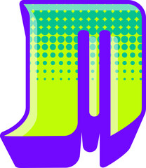Retro Y2K Style Letter Alphabet Vector Element M