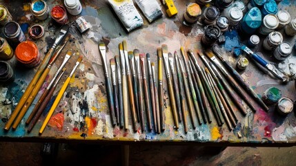 Fototapeta premium Basic art supplies for drawing & painting.