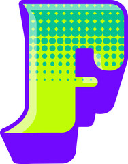 Retro Y2K Style Letter Alphabet Vector Element F