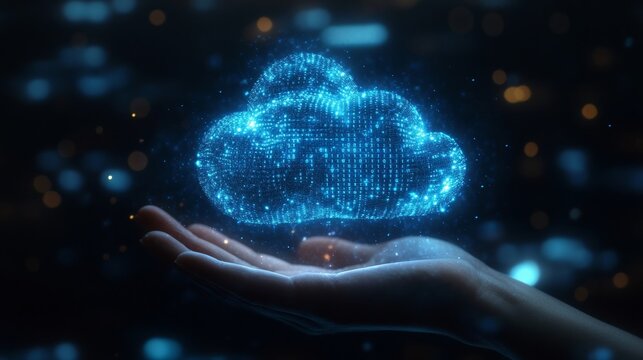 Binary code on digital cloud