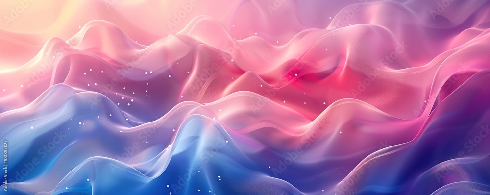 Sticker abstract wavy background with pink and blue colors