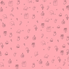 Christmast doodle seamless pattern 