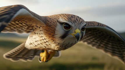 Fototapeta premium A Close Up of a Kestrel in Flight