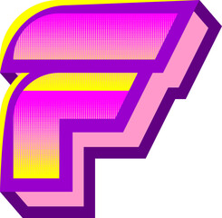 Modern Techno Letter Alphabet Vector Element F