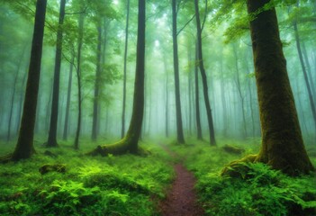 Obraz premium verdant forest pathway