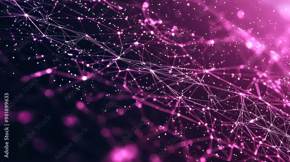 Poster abstract pink network with glowing points and lines