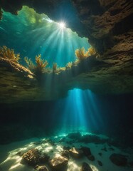 Obraz premium Underwater cave in the ocean
