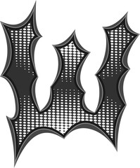 Black Dark Death Metal Letter Letter Alphabet Vector Element W