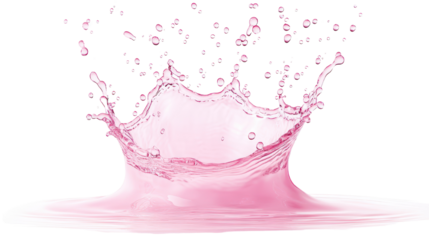 A vibrant splash of pink liquid creating dynamic droplets, perfect for artistic and promotional designs.