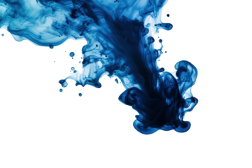 A mesmerizing swirl of blue ink dispersing in water, creating captivating shapes and patterns against a black background.
