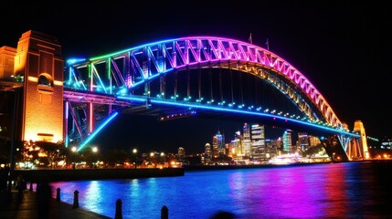 Obraz premium Sydney Harbour Bridge Illuminated at Night