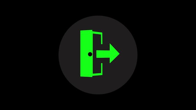 green color exit sign in the building business way out solution concept. 3d video.