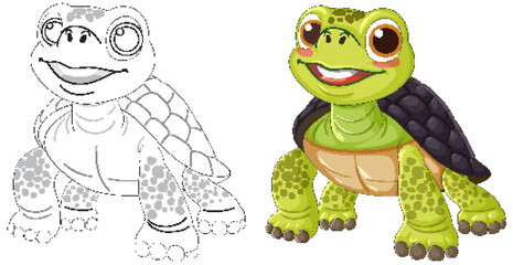 Happy Cartoon Turtle Illustration