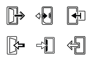 Vector art style exit icon bundle set design