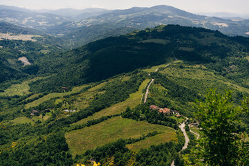 Fototapeta premium Via Degli Dei hiking trail in Italy. from Bologna to Florence. Ancient Roman path