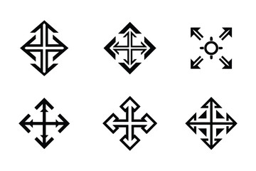 Expand icon bundle set in creative vector style