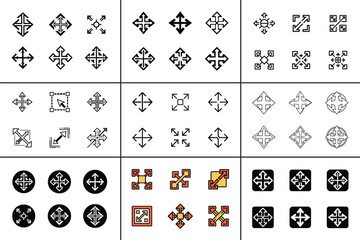 Expand icon bundle set in creative vector style