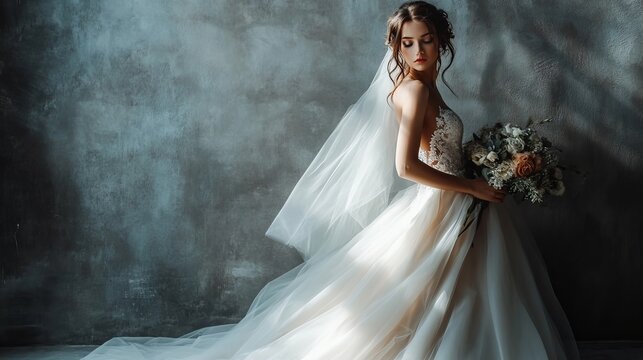Studio bride, gray isolation