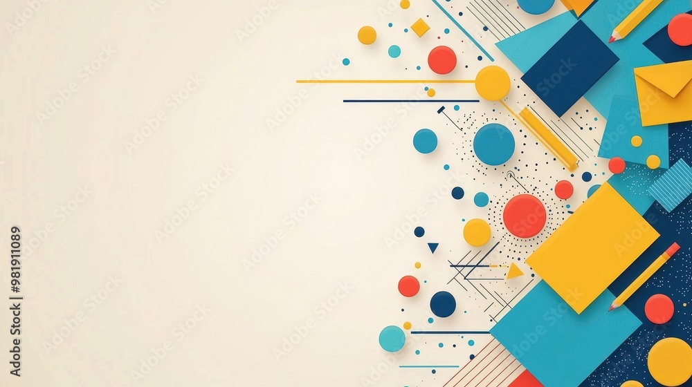 Aufkleber abstract geometric background with colored shapes lines and dots