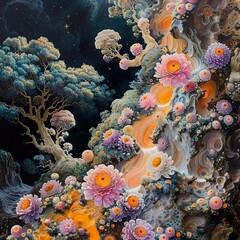 Cosmic Bloom: A Surreal Floral Fantasy