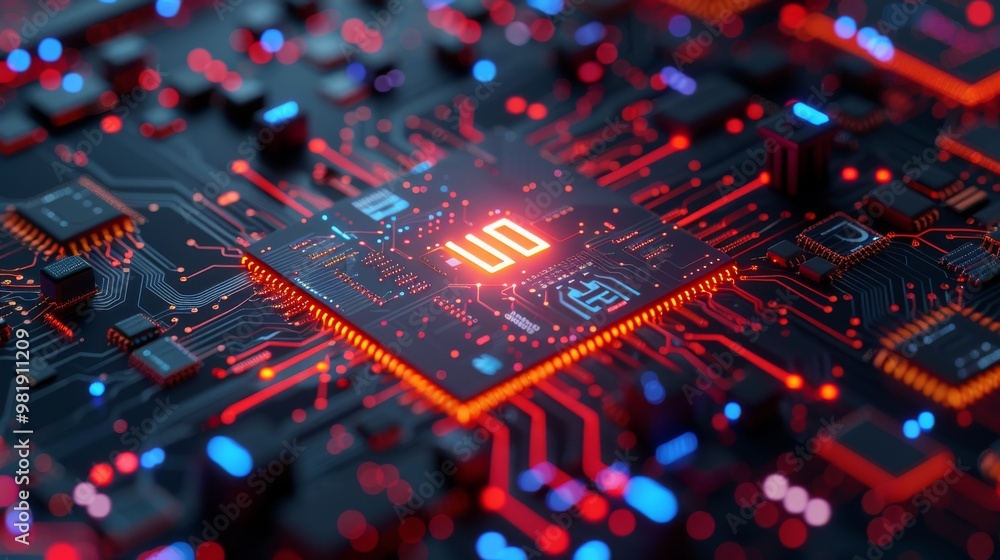 Poster a computer chip with the letters is on it