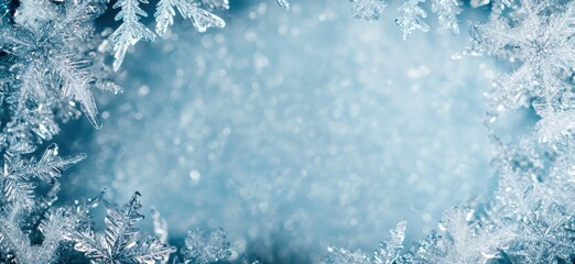 Sparkling winter wonderland with icy snowflakes
