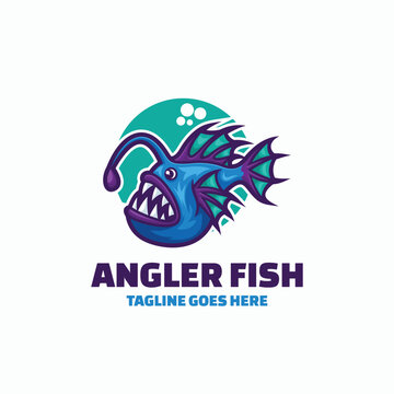 Vector Logo Illustration Angler Fish Simple Mascot Style